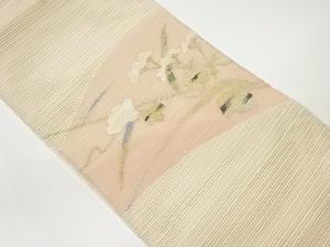 絽綴れすくい織抽象草花模様刺繍名古屋帯